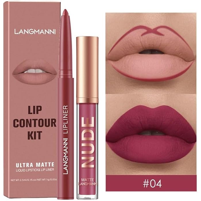LAN GMANNI Liquid Lipcolor 2pcs Lip Gloss And Lipliner-Naked 04 - Image 2